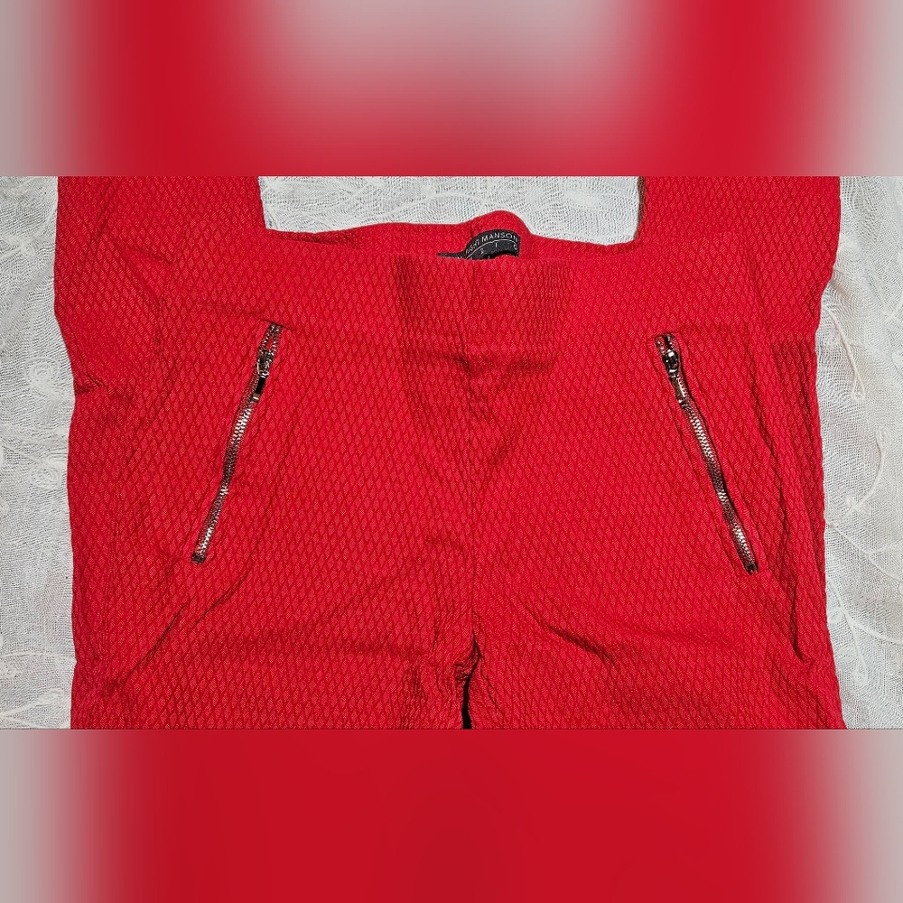 Womens Red Skinny Dress Pants Stretchy Zip Pockets Sz 6 Buffalo Bills - Picture 4 of 5